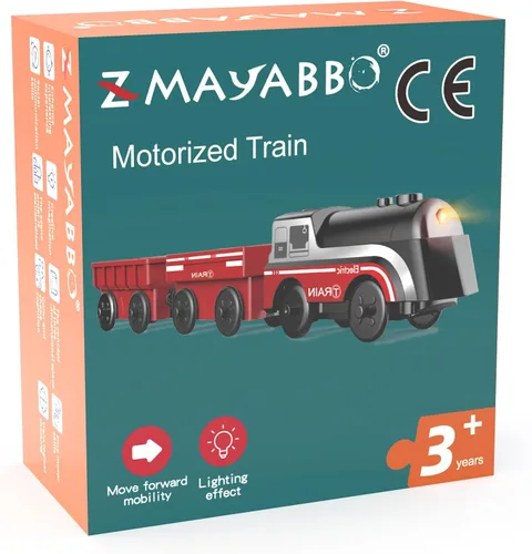 Miniatura 8 de Tren operado por batería para pista de madera, tren motorizado para niños de 3 años o más, set de juguete de 3 trenes eléctricos compatible