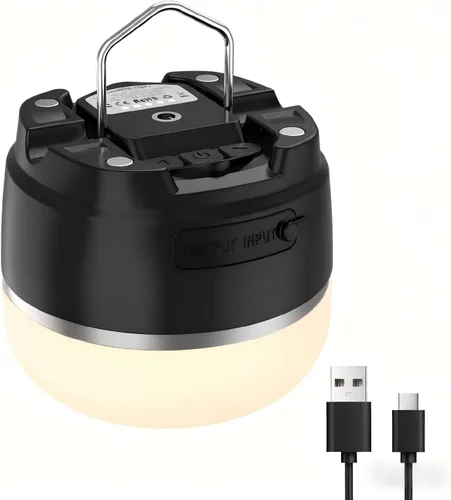Miniatura 10 de Linterna de campamento recargable de 1000 lm, luz portátil compacta de 110 horas de funcionamiento con 5 niveles de brillo, base magnética, luz