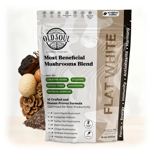 Miniatura 10 de OldSoul Superfood - Mezcla de café negro de hongos Café arábica Aproximadamente 70 dosis Energía, enfoque, inmunidad (14 onzas (paquete de 1)