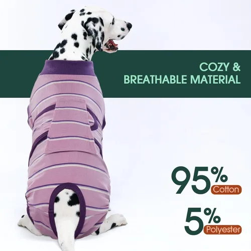 Miniatura 4 de Kuoser - Traje de recuperación para cirugía de perro, traje de recuperación suave y transpirable para perros hembra esterilizados y machos Rayas
