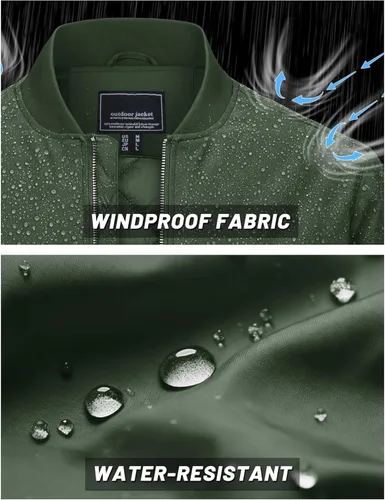Miniatura 4 de MAGNIVIT - Chaqueta de bombardero para hombre de invierno, cortaviento, cálida, con cremallera completa, abrigo exterior, estilo casual, chaqueta