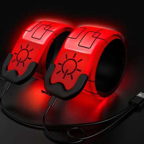 Miniatura 8 de Paquete de 2 brazaletes LED – Luces de correr recargables con equipo reflectante, luces LED de alta visibilidad