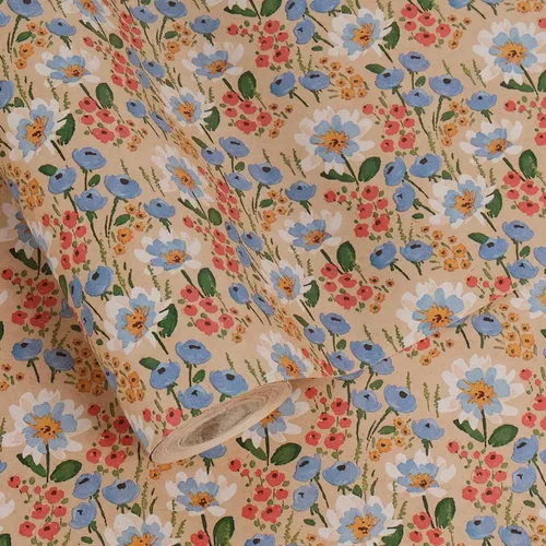 Aimyoo - Rollo de papel de regalo floral Kraft - Rollo jumbo - 30 pulgadas x 33 pies - Papel de regalo vintage con flores para todas las ocasiones,