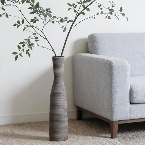 Miniatura 27 de ALMA Jarrón blanco alto para piso, jarrón extra grande de 18'' para ramo de flores secas de hierba de las pampas, jarrones grandes de cerámica