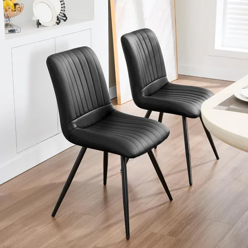 Miniatura 2 de Sillas de comedor, modernas sillas de comedor con cojines gruesos, sillas tapizadas de piel sintética para cocina, comedor con patas de metal