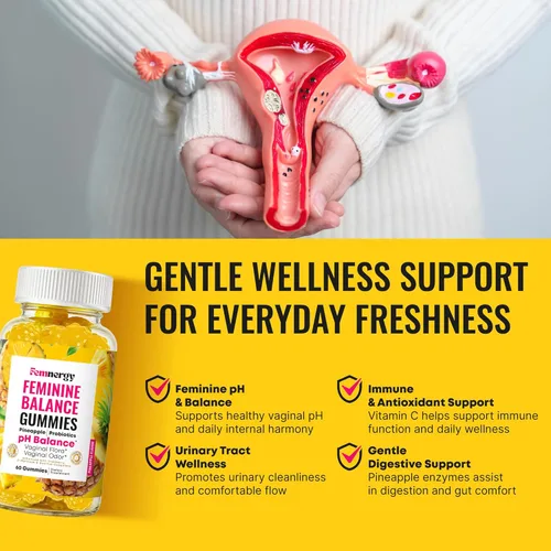Miniatura 4 de Feminine Balance - Gomitas probióticas para mujer, salud vaginal y equilibrio del pH, suplemento natural de gomitas con probióticos, piña
