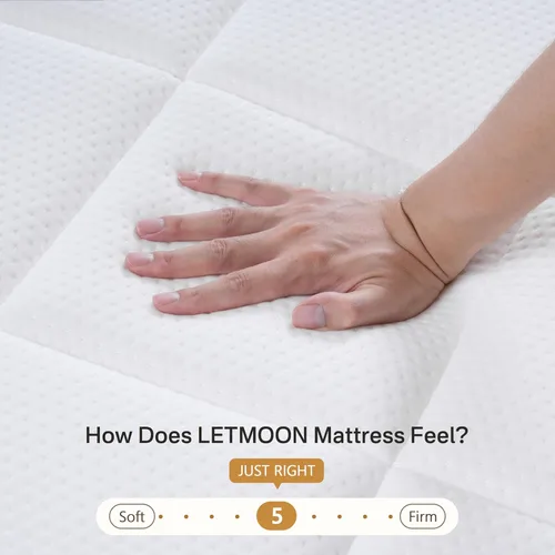 Miniatura 3 de LETMOON Colchón híbrido de espuma viscoelástica de 14 pulgadas, firmeza media para dormir de lado y de espalda, aislamiento de movimiento, bordes