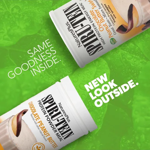 Miniatura 2 de NaturesPlus SPIRU-TEIN, mantequilla de maní de chocolate, 1.2 libras, batido de proteínas a base de plantas, sin OMG, vegetariano, sin gluten, 16