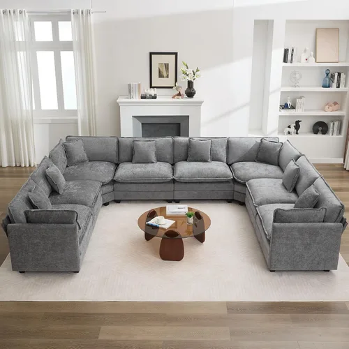 Miniatura 85 de Otomán de Sofá Moderno de Chenille Nube de 35'', Otomán Rectangular para Sofá Seccional Modular, Beige