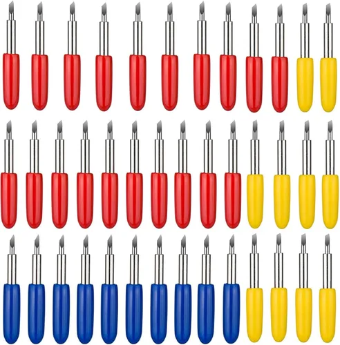 Elefama 40 cuchillas para Explore Air 2/Air 3/Make 3/Maker, 20 hojas de punta fina de 45 ° + 10 piezas de corte profundo de 60° + 10 tarjetas de