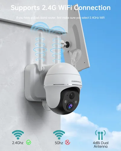 Miniatura 5 de ZUMIMALL Cámaras de seguridad solar 2K inalámbricas para exteriores, paquete de 4, cámaras solares para seguridad del hogar con vista de 360°