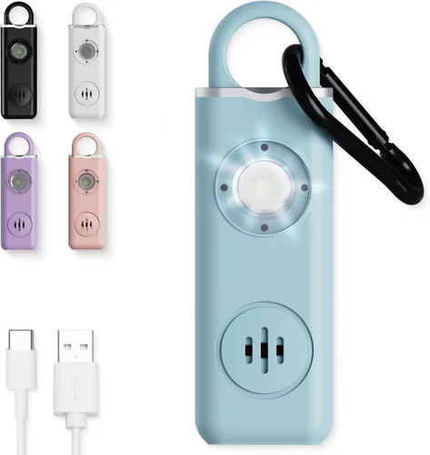 Miniatura 11 de Alarma de seguridad personal Weten para mujeres - Sirena de pánico de 130 dB de volumen alto en llavero, paquete de 3 unidades - Silbato