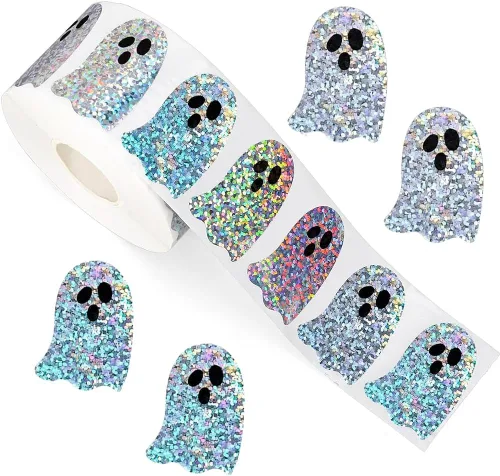 Miniatura 13 de 500 piezas de rollo de calcomanías lindas de patas de perro en glitter, etiquetas adhesivas de huellas de perro negro, etiquetas de vinilo