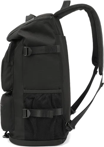 Miniatura 8 de Kalesi Bolsa de lona para gimnasio, 4 vías, impermeable, con compartimento para zapatos, para viajes, deporte, senderismo, laptop, Negro, X-Grande