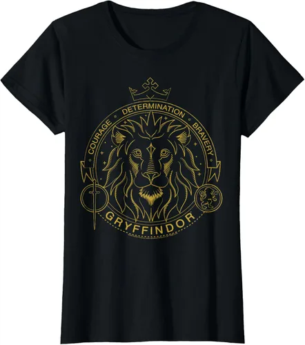 Miniatura 22 de Harry Potter Camiseta Gryffindor Line Art Lion Symbol, Negro