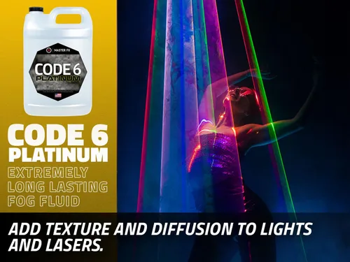 Miniatura 5 de Code 6 Platinum - Líquido de niebla prémium - Líquido de niebla a base de agua de alta densidad y larga duración para máquinas de 400 a 2000 vatios.
