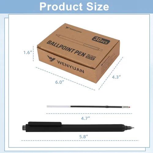 Miniatura 3 de WY WENYUAN Bolígrafos a granel, paquete de 30 bolígrafos negros de bola (punta media de 1.0 mm) - Bolígrafos de escritura suave sin manchas tipo