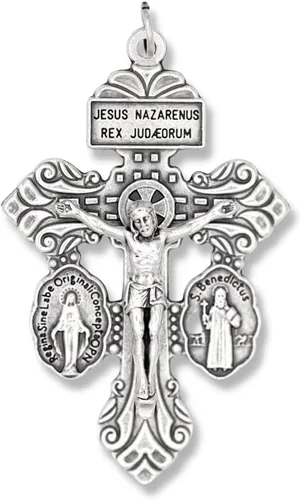 Miniatura 2 de Paquete de 10 Crucifijos de perdón con medalla de San Benito y medalla milagrosa Crucifijo de triple amenaza para hacer rosario, cruz de rosario