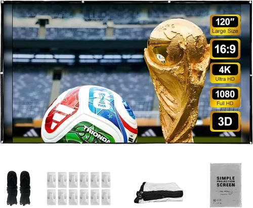 LIHONG Pantalla de proyector 4K, 16:9 HD plegable, portátil, de doble cara, pantallas de proyección antiarrugas para uso en interiores y exteriores,