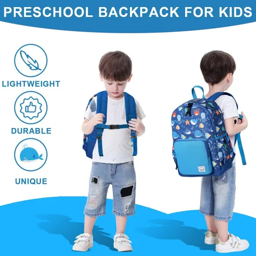 Miniatura 6 de VASCHY - Mochila preescolar para niños y niñas, liviana, resistente al agua, con correa en el pecho