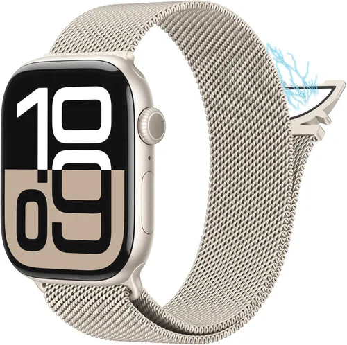 Miniatura 11 de Correa de malla milanesa compatible con Apple Watch Band de 1.929 in 1.811 in 1.772 in 1.732 in 1.654 in para hombres y mujeres, correa de metal más