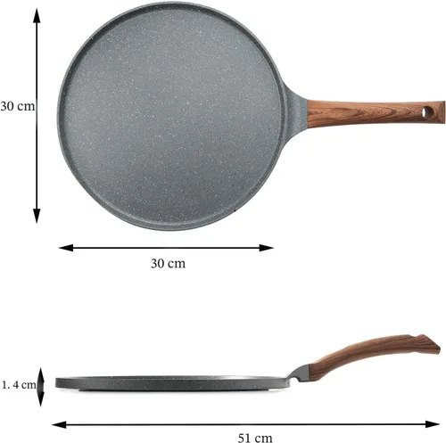 Miniatura 5 de SENSARTE Sartén antiadherente para crepé, sartén Dosa con revestimiento de granito suizo, sartén plana para panqueques, plancha Tawa de 12 pulgadas