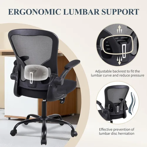 Miniatura 6 de Flysky Juego de 10 sillas ergonómicas de escritorio para oficina en casa, soporte lumbar, silla giratoria de malla transpirable para computadora