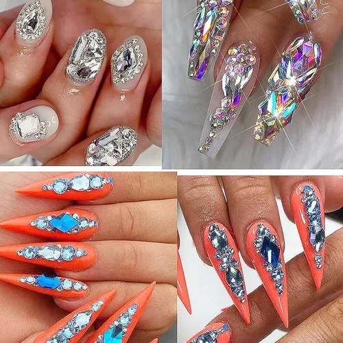 Miniatura 5 de 3800 unidades de diamantes de imitación coloridos para uñas, color rojo, azul, verde, champán, dorado, negro, amarillo, diamantes de imitación