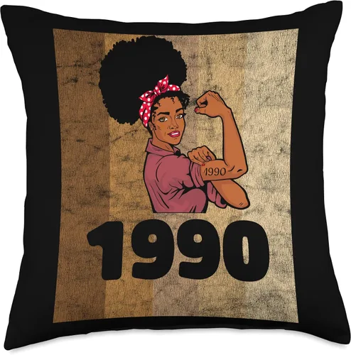 Miniatura 4 de Vintage 1990 Limited Edition 33rd Birthday Afro Girls Women Throw Pillow