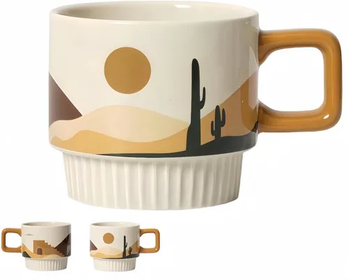 Morandi - Tazas de café de cerámica de 11 onzas, tazas de café vintage con asa, taza de café novedosa para Navidad, regalos de cumpleaños, regalos