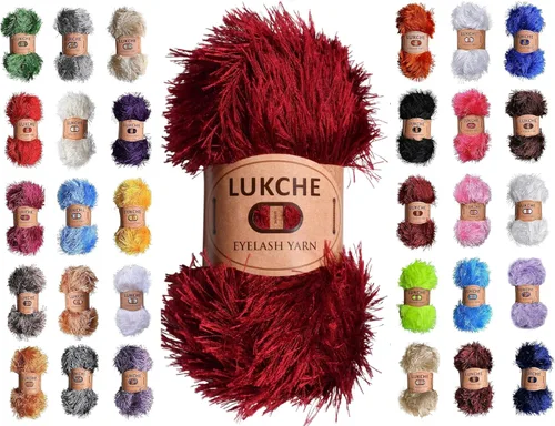 Miniatura 69 de Hilo de Pelo de Pestañas de Diversión de Lana de Felpa Premium 100% Poliéster 164 Yardas (150 Mt), 3.53 Oz (100 Gr) Hilo de Crochet Colorido DIY