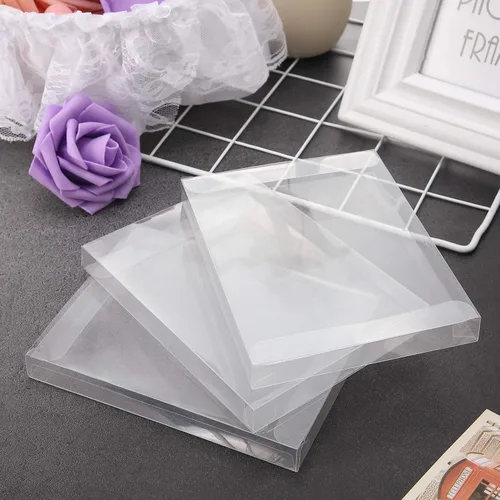 Miniatura 6 de Blulu 100 paquetes de cajas de cristal de plástico transparente para tarjetas de felicitación, fundas de almacenamiento de fotos, diseño plegable