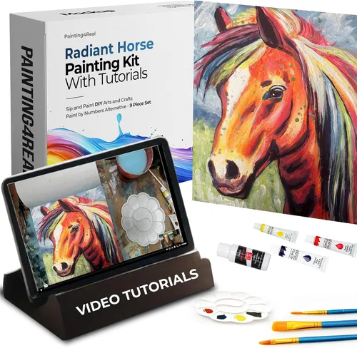Miniatura 20 de Kits de clase de pintura para adultos con tutoriales en video, aprende a pintar radiant retriever, cómo pintar con juegos de pintura acrílica