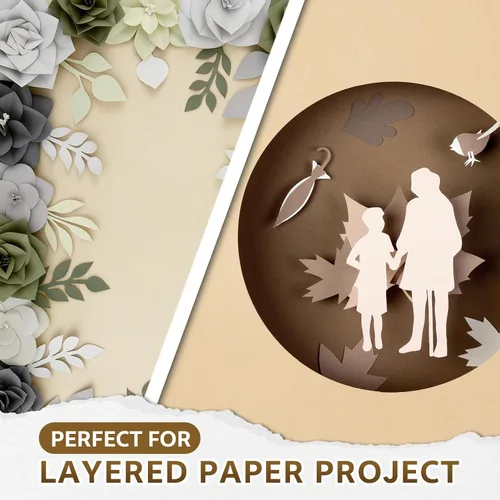 Miniatura 4 de Papel de cartulina neutra de 8.5 x 11 pulgadas, cartulina de color marrón y gris, papel de 250 GSM, 92 libras, papel de impresora para manualidades
