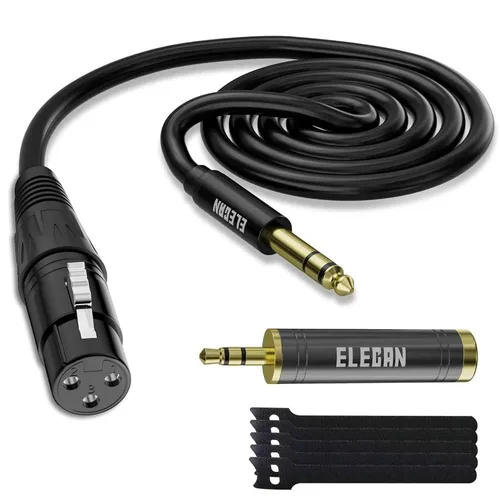 Miniatura 12 de Elecan Cable Auxiliar TRS Macho a XLR Macho de 3.5mm (1/8 Pulgada) de 4 Pies, Cable de Micrófono Estéreo Blindado Profesional Balanceado, Chapado