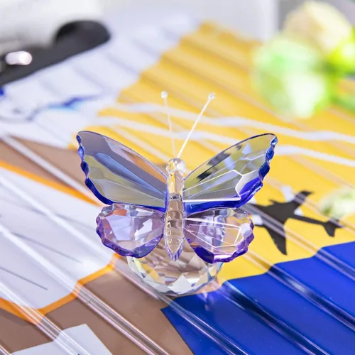 Miniatura 6 de H&D HYALINE & DORA Decoración de adorno animal de mariposa de corte de cristal para mesa de oficina, dormitorio en casa Azul & Púrpura