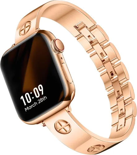 Miniatura 12 de Missair - Correa compatible con Apple Watch de 38, 40, 41, 42, 44, 45, 46, 49 mm, correa de metal de acero inoxidable para mujer, pulsera elegante