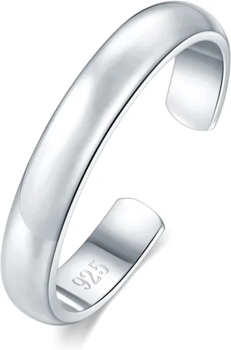 Miniatura 10 de BoRuo aro para el dedo del pie de plata de ley 925, anillo ajustable hipoalergénico de 2-4 mm