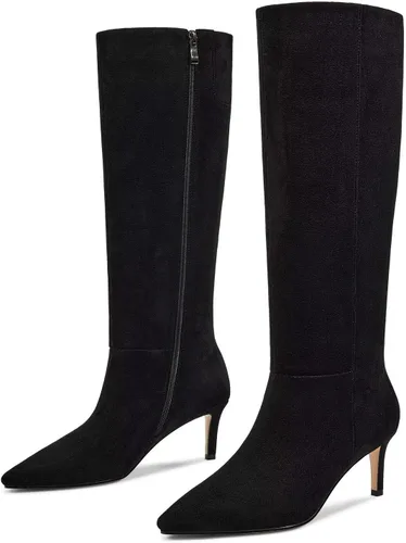 Miniatura 17 de wetkiss Botas altas hasta la rodilla para mujer, con tacón de gatito y diseño de punta puntiaguda, clásicas y sexys