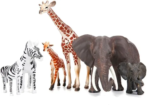 Miniatura 7 de Juguetes de figuras de animales de zoológico de safari, 14 piezas realistas de animales de la selva, animales africanos de plástico salvajes