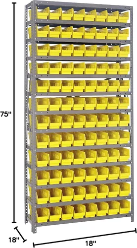 Miniatura 75 de Quantum QSBU-245BK Heavy Duty Shelving Unit with (7) Shelves and (24) QUS245 Black Bins for Garage Warehouse Storage Distribution 400 lb Load
