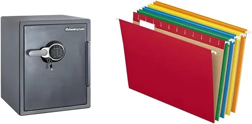 SentrySafe Caja fuerte de acero ignífuga e impermeable con bloqueo de teclado digital y carpetas colgantes Pendaflex, tamaño carta, colores
