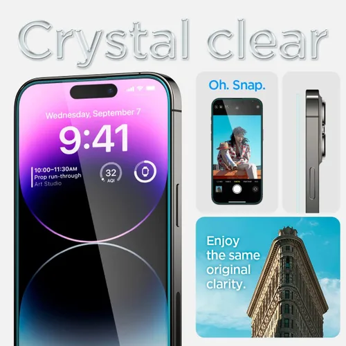 Miniatura 5 de Spigen GlasTR EZ FIT: protector de pantalla de vidrio templado diseñado para iPhone 14 Pro Max [compatible con fundas], protección de sensor