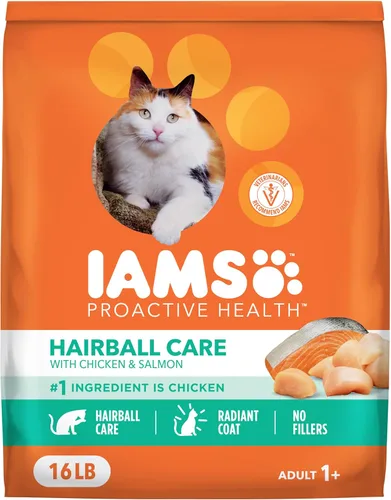 Miniatura 13 de Comida seca IAMS Proactive Health para gatos adultos con cuidado de bolas de pelo con pollo y salmón, bolsa de 3.5 lb