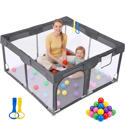 Miniatura 19 de Dripex Corralito para bebés, corralito pequeño de 47×47 pulgadas para bebés, corralito de juegos para bebés con mayor seguridad