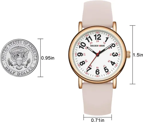 Miniatura 5 de GOLDEN HOUR - Reloj de enfermera impermeable para profesionales médicos, estudiantes, mujeres y hombres, esfera luminosa de fácil lectura, 24 horas