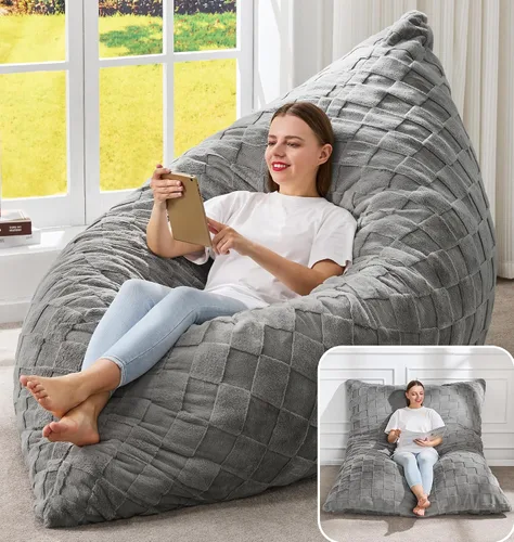 Miniatura 19 de Hobestluk Silla Puf 3 en 1, Sillas Puf Gigantes para Adultos con Cubierta de Burbujas, Cojín de Suelo Convertible con Cubierta Lavable a Máquina