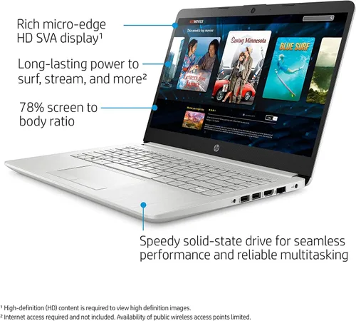 Miniatura 3 de HP Laptop 14-fq0032ms para negocios y estudiantes, pantalla táctil LED de 14 pulgadas, procesador AMD Ryzen 3 3250U (hasta 3.5 GHz), 8 GB de RAM