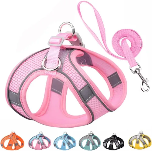 Arnés y correa para perros XS, arnés sin tirones para cachorros para caminar al aire libre, chaleco reflectante de malla transpirable para gatos