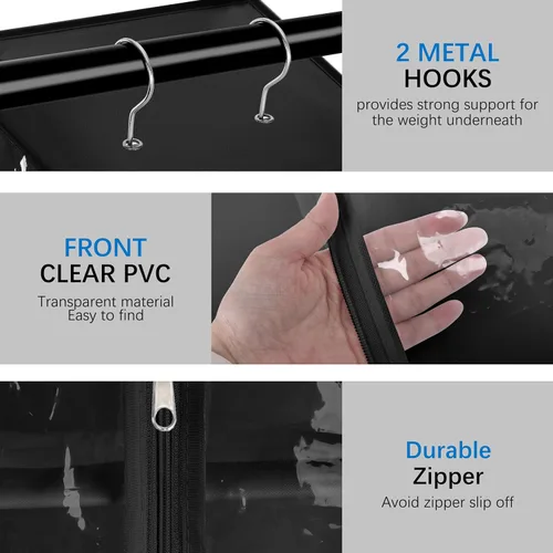 Miniatura 7 de Organizador colgante de PVC transparente de 8 niveles con cremallera, estantes de almacenamiento de suéter con cubierta, organizador de zapatos